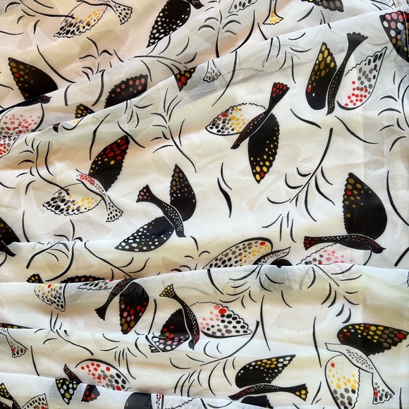 Old Navy flowy flared skirt birds dove black white short mini pleated dressy XS - Picture 2 of 5